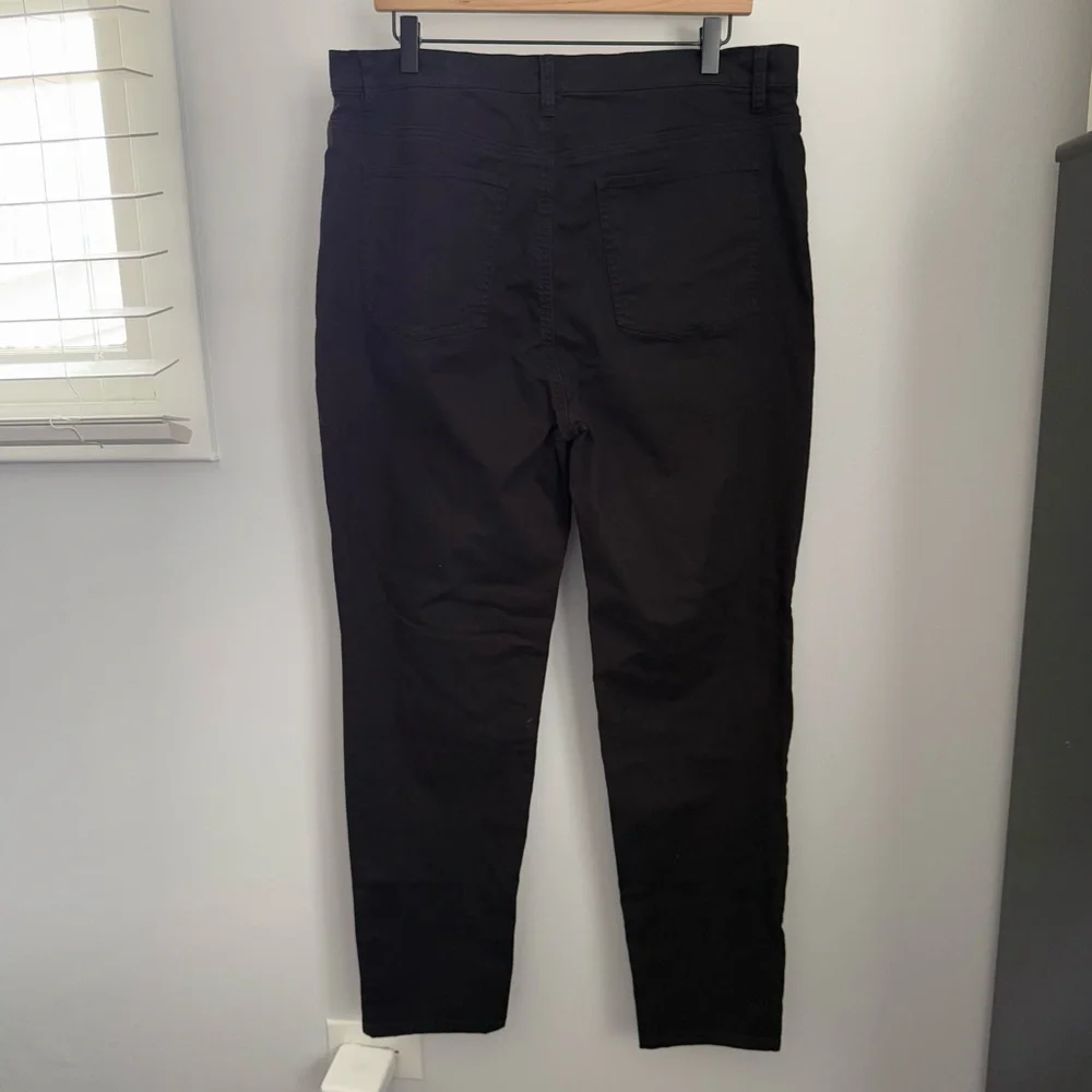 Eileen Fisher Large High Waist Slim Straight Jeans Organic Cotton Black Office